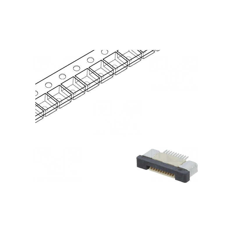 Conector FFC/FPC orizontal 10 pini ZIF SMT 500mA cositorit | Electronic-mag.ro | Componente Electronice