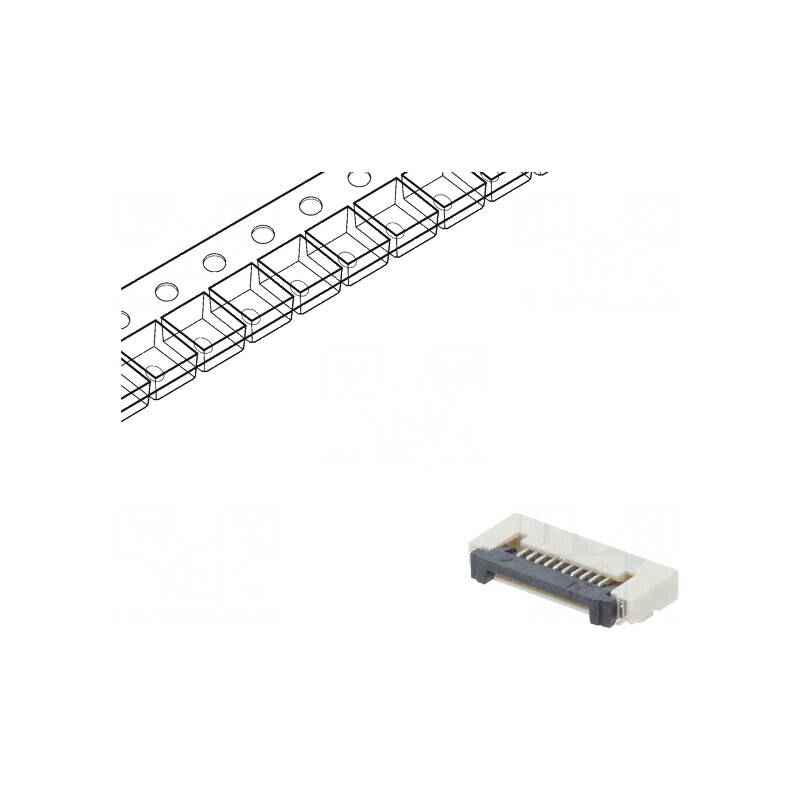 Conector FFC/FPC orizontal 10 pini ZIF SMT 500mA cositorit | Electronic-mag.ro | Componente Electronice