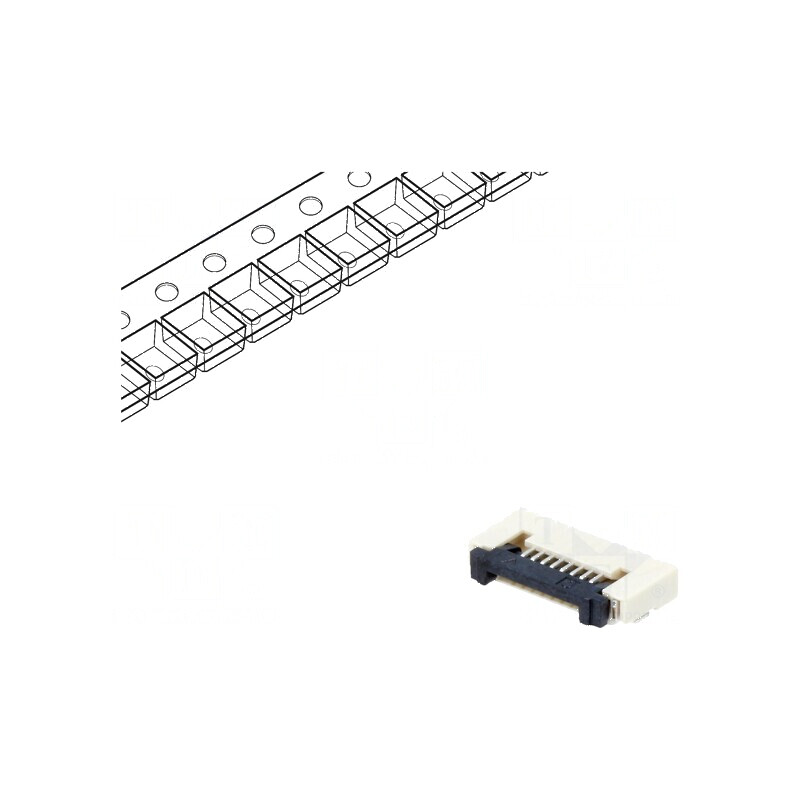 Conector FFC/FPC orizontal ZIF SMT 8 pini 500mA cositorit | Electronic-mag.ro | Componente Electronice
