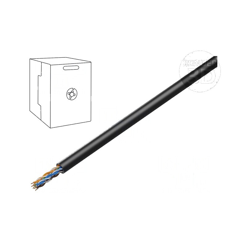 Cablu U/UTP 5e exterior 4x2x24AWG CCA PE negru 305m | Electronic-mag.ro | Componente Electronice