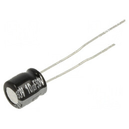 Condensator electrolitic THT 10uF 50VDC Ø6,3x7mm ±20% 1000h pentru circuite electrice | Electronic-mag.ro | Componente Electroni