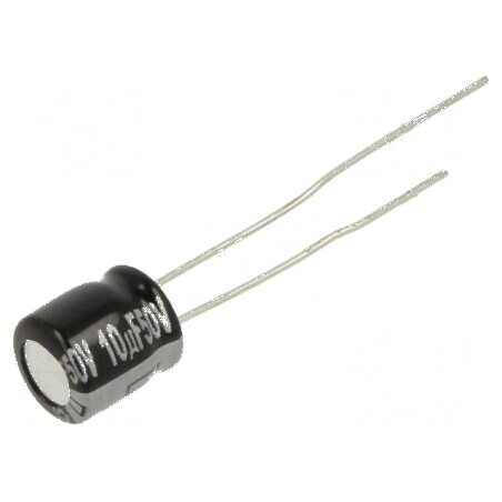 Condensator electrolitic THT 10uF 50VDC Ø6,3x7mm ±20% 1000h pentru circuite electrice | Electronic-mag.ro | Componente Electroni