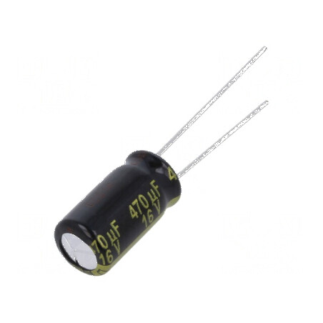 Condensator electrolitic low ESR THT 470uF 16VDC Ø8x15mm - componentă electronică de calitate | Electronic-mag.ro | Componente E