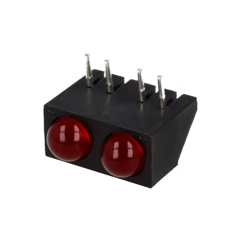 LED orizontală 4,8mm cu 2 diode roșii 20mA 60° în carcasă | Electronic-mag.ro | Componente Electronice