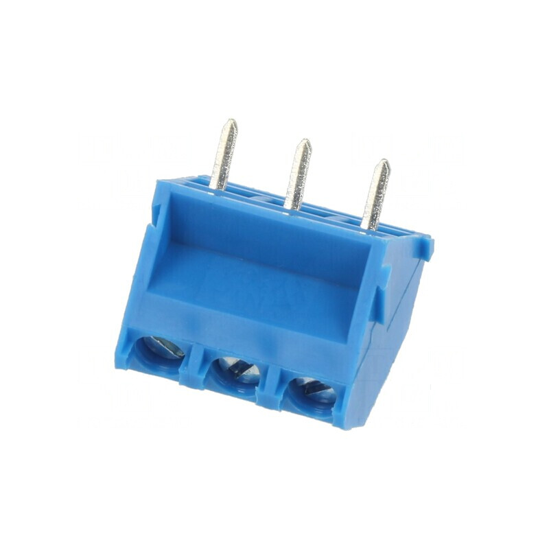 Regletă de conexiuni pentru PCB în unghi de 45°, 5mm, cu 3 piste și 2,5mm² | Electronic-mag.ro | Componente Electronice