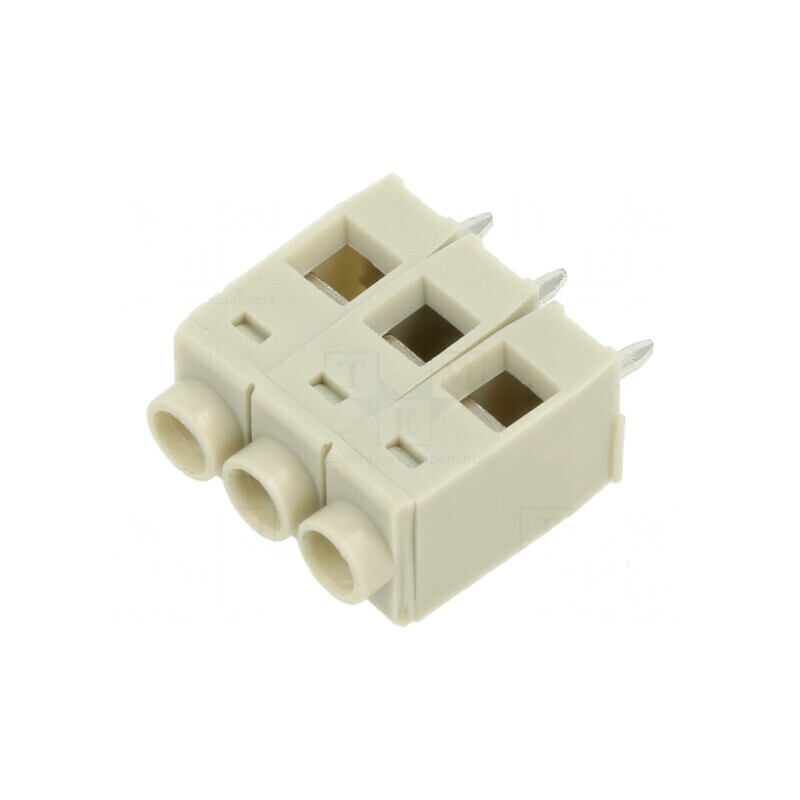 Regletă de conexiuni PCB în unghi 90°, 5mm, 3 piste, gri | Electronic-mag.ro | Componente Electronice