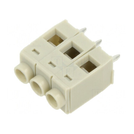 Regletă de conexiuni PCB în unghi 90°, 5mm, 3 piste, gri | Electronic-mag.ro | Componente Electronice