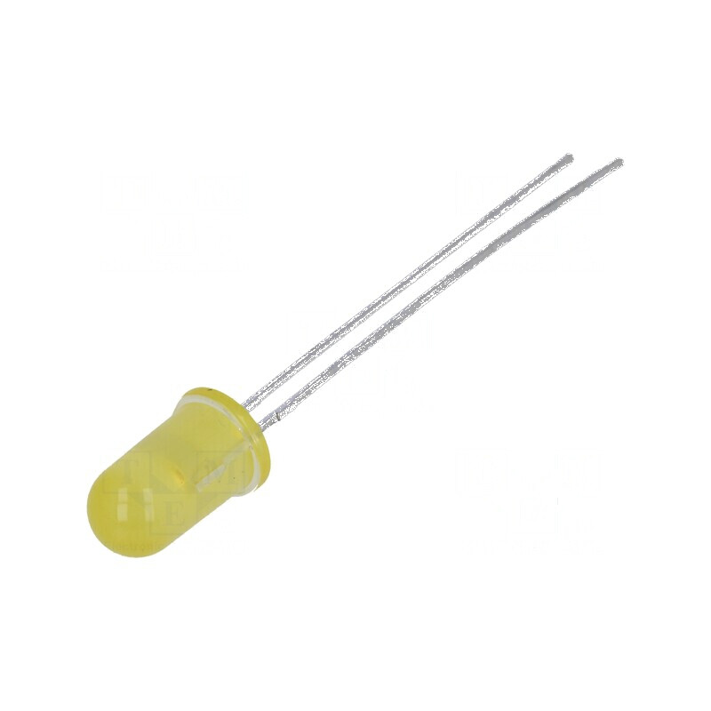 LED 5mm galbenă cu luminositate 0,9÷2,1mcd și un unghi de vizibilitate de 50°, parte frontală convexă | Electronic-mag.ro | Comp