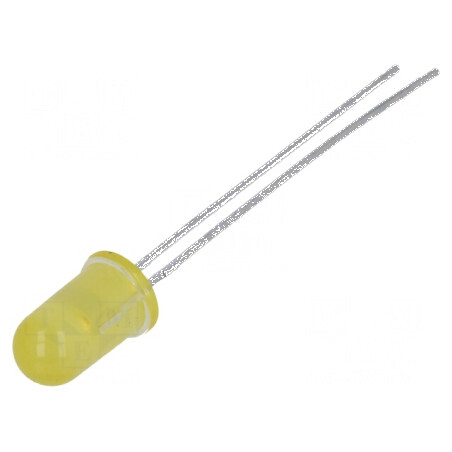LED 5mm galbenă cu luminositate 0,9÷2,1mcd și un unghi de vizibilitate de 50°, parte frontală convexă | Electronic-mag.ro | Comp