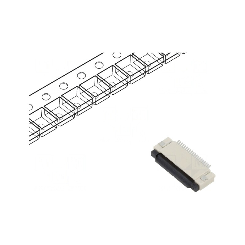 Conector FFC/FPC orizontale 20 PIN ZIF SMT 50V 0,4A -25÷85°C | Electronic-mag.ro | Componente Electronice