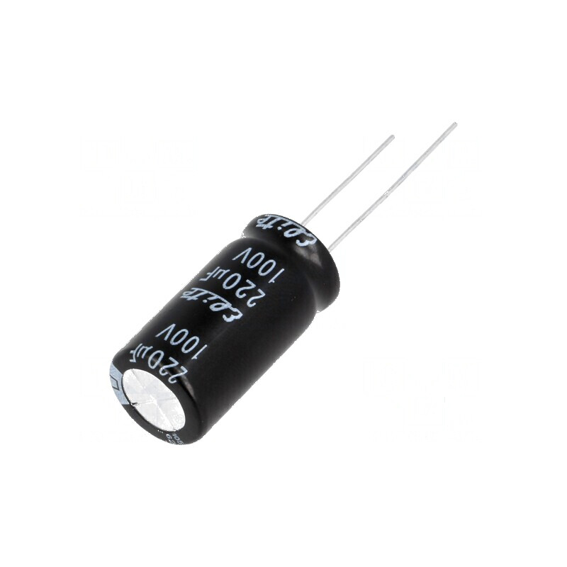 Condensator electrolitic THT 220uF 100VDC Ø12,5x25mm ±20% pentru circuite electrice | Electronic-mag.ro | Componente Electronice