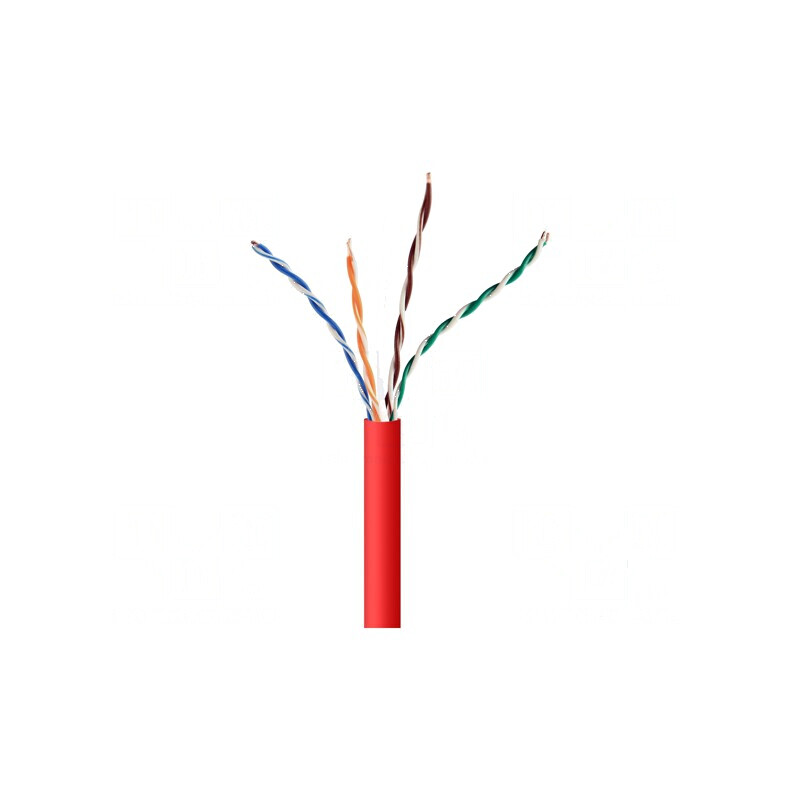 Cablu rețea U/UTP 4x2x24AWG 5e CCA PVC roșu 305m Cablexpert | Electronic-mag.ro | Componente Electronice