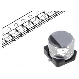 Condensator electrolitic SMD 47uF 100VDC Ø10x10mm ±20% 2000h - componentă electronică de calitate | Electronic-mag.ro | Componen