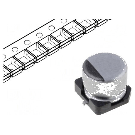Condensator electrolitic SMD 47uF 100VDC Ø10x10mm ±20% 2000h - componentă electronică de calitate | Electronic-mag.ro | Componen
