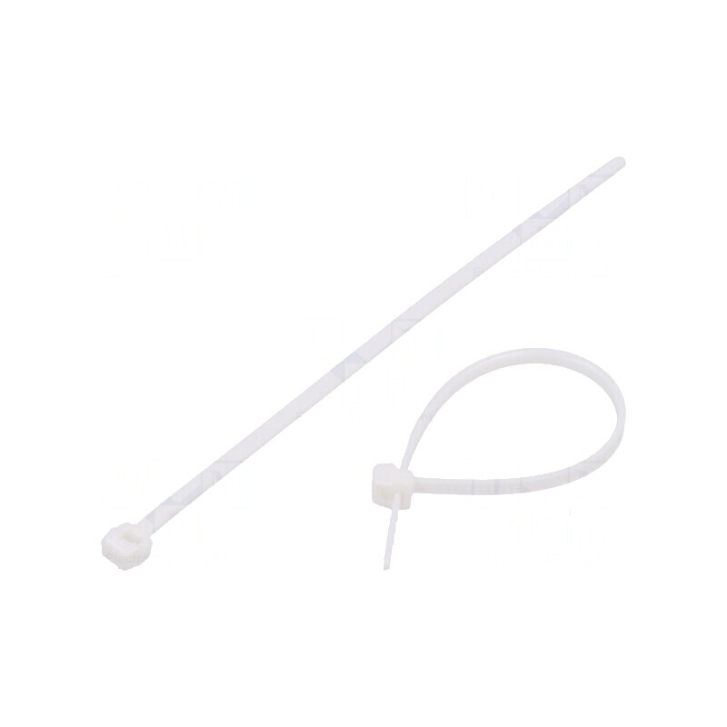 Colier de strângere poliamidă albă L: 100mm W: 2,5mm 80N | Electronic-mag.ro | Componente Electronice
