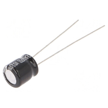Condensator electrolitic THT 47uF 10VDC Ø6,3x7mm ±20% 1000h - componentă electronică de calitate | Electronic-mag.ro | Component