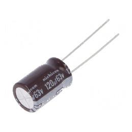 Condensator electrolitic low ESR THT 120uF 63VDC Ø10x17,5mm pentru aplicații electronice | Electronic-mag.ro | Componente Electr