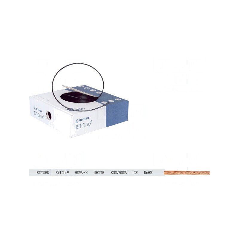 Cablu BiTOne H05V-K litat 1mm² PVC alb 300V 500V 100m | Electronic-mag.ro | Componente Electronice