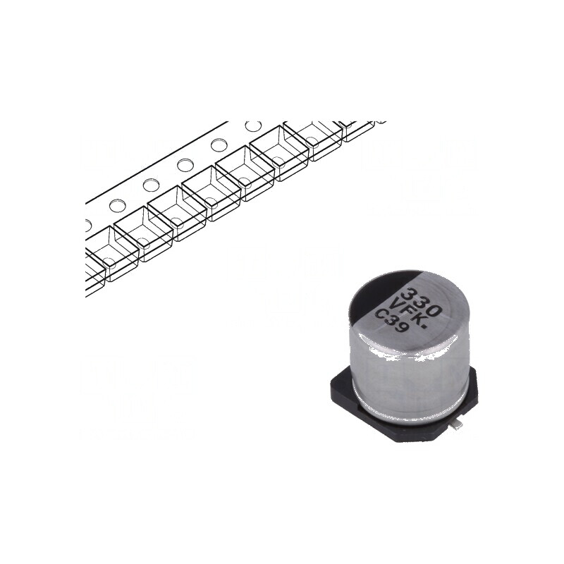 Condensator electrolitic low ESR SMD 330uF 35VDC Ø10x10,2mm pentru aplicații electronice | Electronic-mag.ro | Componente Electr