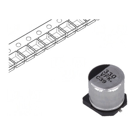 Condensator electrolitic low ESR SMD 330uF 35VDC Ø10x10,2mm pentru aplicații electronice | Electronic-mag.ro | Componente Electr