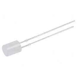LED 5mm albă cu intensitate 750÷1120mcd și unghi de deschidere de 140° - Parte frontală plată, Nr. term: 2 | Electronic-mag.ro |
