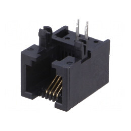 Conector RJ11 soclu PIN 4 Cat 3 neecranați aurit pentru PCB - Componentă electronică | Electronic-mag.ro | Componente Electronic
