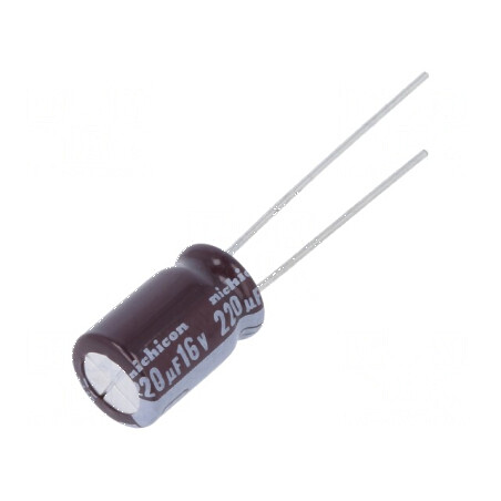 Condensator electrolitic low ESR THT 220uF 16VDC Ø8x11,5mm pentru aplicații electronice | Electronic-mag.ro | Componente Electro