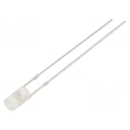 LED 3mm albă 1120mcd 140° cu parte frontală plată, Nr. term: 2 | Electronic-mag.ro | Componente Electronice