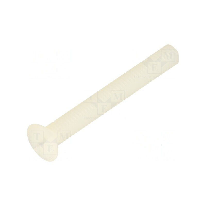 Şurub M6x50 cu cap îngropat crestat 1,8mm din poliamidă naturală | Electronic-mag.ro | Componente Electronice