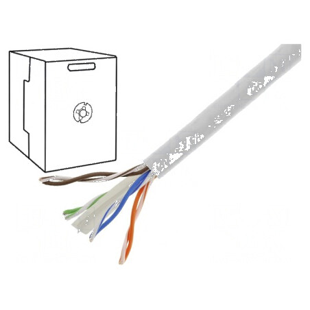Cablu U/UTP 4x2x0,57mm 6 sârma CCA PVC gri 305m Ø6mm - Cablu rețea de calitate pentru conexiuni stabile | Electronic-mag.ro | Co