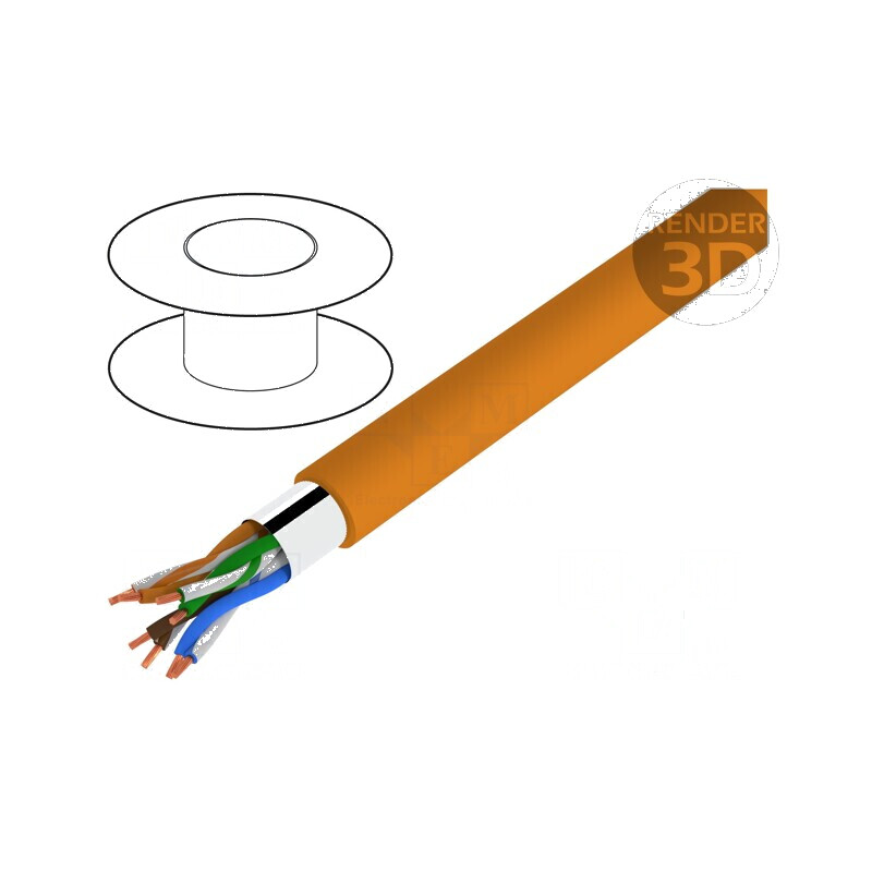 Cablu F/UTP 5e 4x2x26AWG Litat CCA PVC Portocalie 100m | Electronic-mag.ro | Componente Electronice