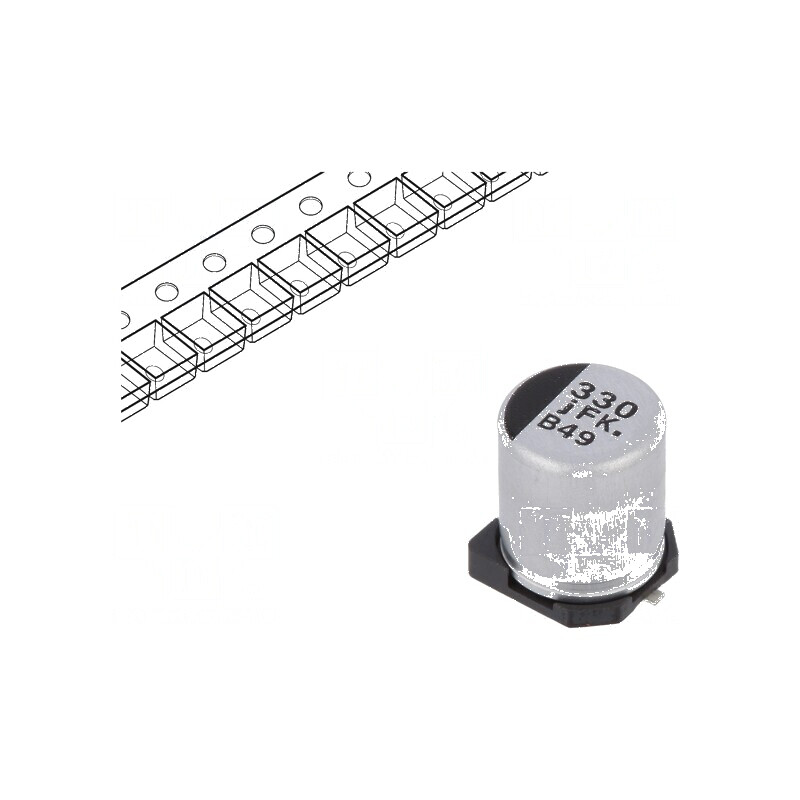 Condensator electrolitic SMD 330uF 6,3VDC low ESR Ø6,3x7,7mm | Electronic-mag.ro | Componente Electronice Condensator electrolitic SMD 330uF 6,3VDC low ESR Ø6,3x7,7mm | Electronic-mag.ro | Componente Electronice