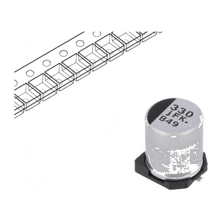 Condensator electrolitic SMD 330uF 6,3VDC low ESR Ø6,3x7,7mm | Electronic-mag.ro | Componente Electronice