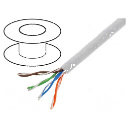Cablu U/UTP 4x2x26AWG 5e litat CCA PVC gri, 100m, Øcablu 5mm | Electronic-mag.ro | Componente Electronice