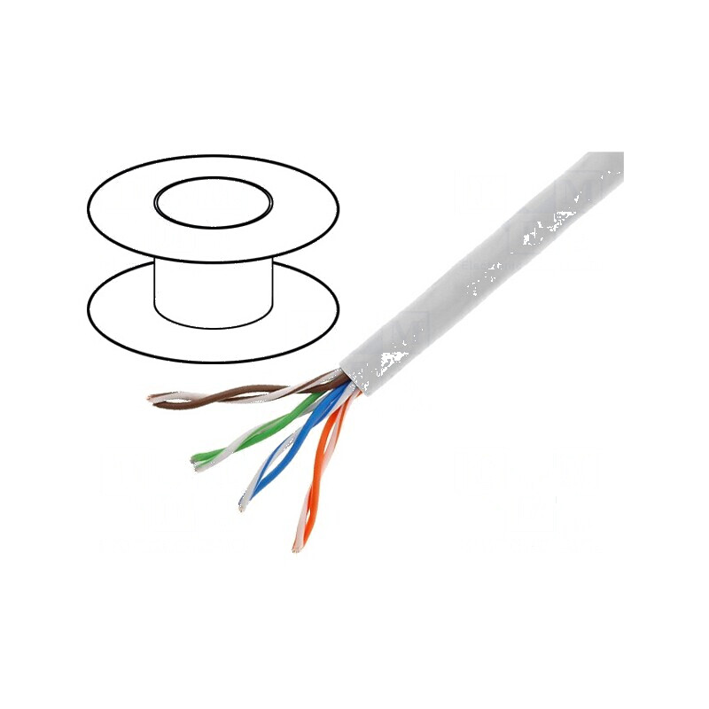 Cablu U/UTP 4x2x26AWG 5e litat CCA PVC gri, 100m, Øcablu 5mm | Electronic-mag.ro | Componente Electronice