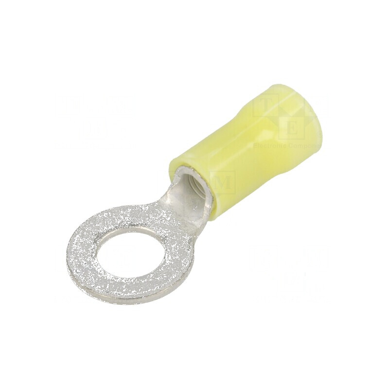 Vârf inelar M6, Ø 6,35mm, crimpat pe cablu pentru secțiuni 3÷6mm², izolat | Electronic-mag.ro | Componente Electronice