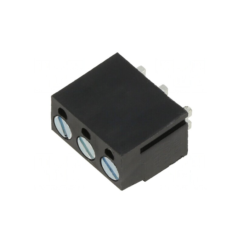 Regletă de conexiuni pentru PCB în unghi de 90° 5mm, 3 piste, culoare neagră | Electronic-mag.ro | Componente Electronice