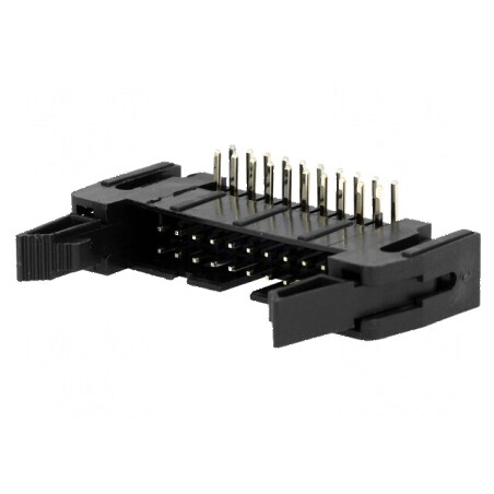 Conector IDC soclu tată 20 pini unghi 90° THT aurit 2,54mm | Electronic-mag.ro | Componente Electronice