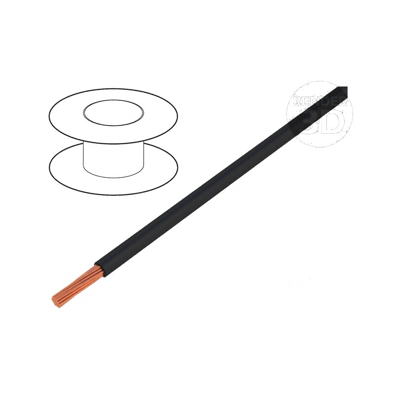 Cablu H05V-K litat cu secțiune de 0,5mm², izolație PVC negru, 300V/500V, 250m - bobină | Electronic-mag.ro | Componente Electron