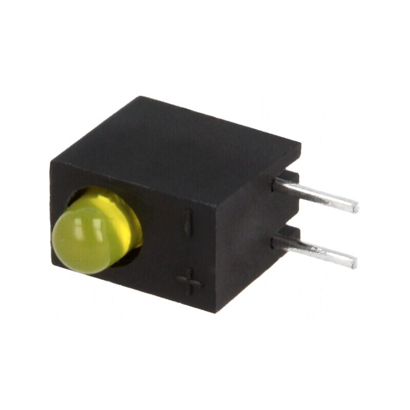 LED 3mm galben în carcasă - 20mA, 40° - 2,1÷2,5V | Electronic-mag.ro | Componente Electronice