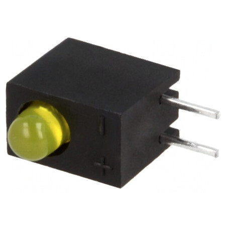 LED 3mm galben în carcasă - 20mA, 40° - 2,1÷2,5V | Electronic-mag.ro | Componente Electronice