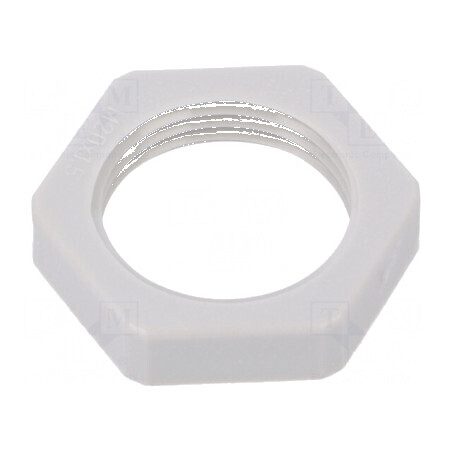Piuliță M20 din poliamidă, grosime 6mm, cheie 26mm, gri deschis, pas 1,5 | Electronic-mag.ro | Componente Electronice