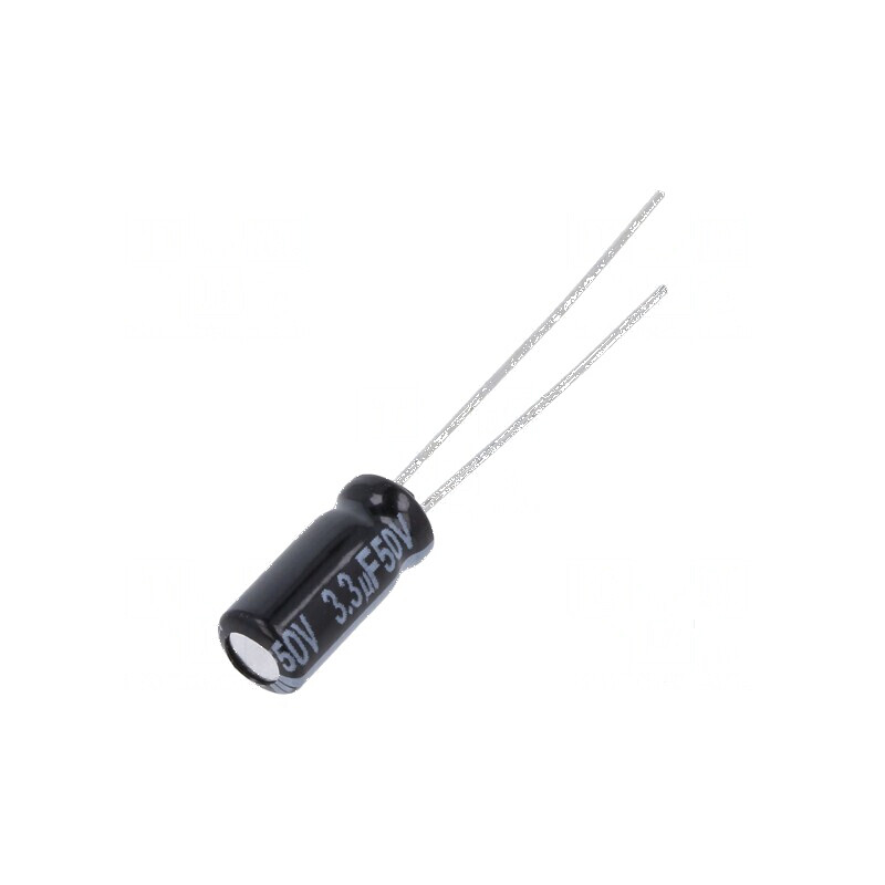 Condensator electrolitic THT 3,3uF 50VDC Ø5x11mm, Raster 2mm | Electronic-mag.ro | Componente Electronice