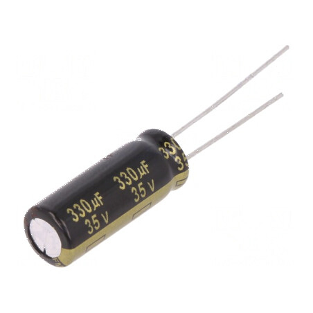 Condensator electrolitic low ESR THT 330uF 35VDC Ø8x20mm - Componentă electronică de înaltă performanță | Electronic-mag.ro | Co