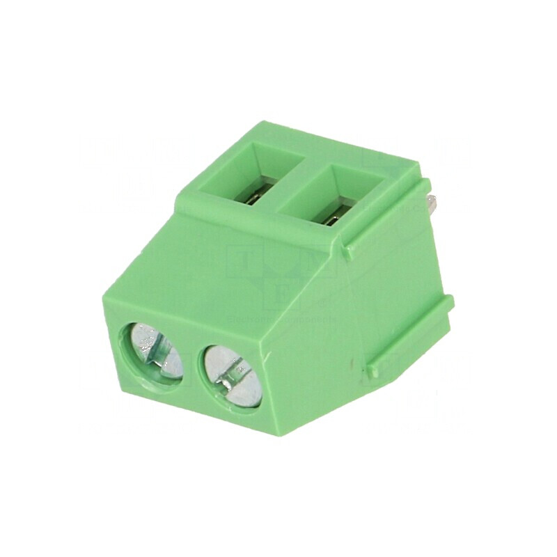 Regletă de conexiuni pentru PCB în unghi de 5mm, 2 piste pentru plăci de circuit imprimat | Electronic-mag.ro | Componente Elect