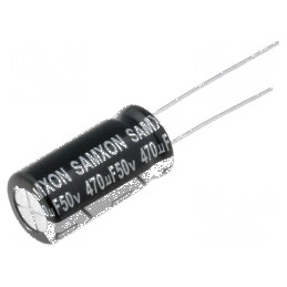 Condensator electrolitic low ESR THT 470uF 50VDC Ø10x20mm pentru aplicații electronice | Electronic-mag.ro | Componente Electron