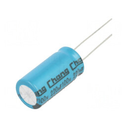 Condensator electrolitic THT 220uF 100VDC Ø12,5x25mm ±20% pentru circuite electronice | Electronic-mag.ro | Componente Electroni