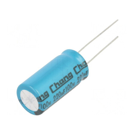 Condensator electrolitic THT 220uF 100VDC Ø12,5x25mm ±20% pentru circuite electronice | Electronic-mag.ro | Componente Electroni