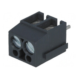 Regletă de conexiuni PCB unghi 90° 5mm 2 piste 24A | Electronic-mag.ro | Componente Electronice