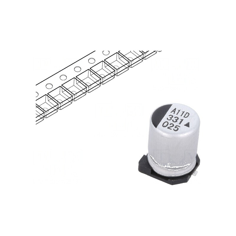 Condensator electrolitic SMD 330uF 25V 8x10,5mm 5000h | Electronic-mag.ro | Componente Electronice